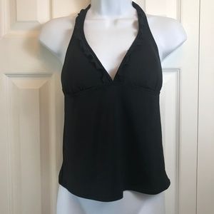 Apostrophe Black Ruffle Halter Tankini Top sz S